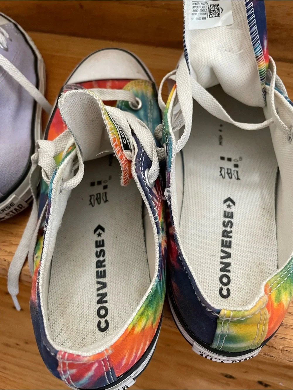 Converse Kids Low Top Canvas Sneakers - Lavender & Rainbow Tie-Dye